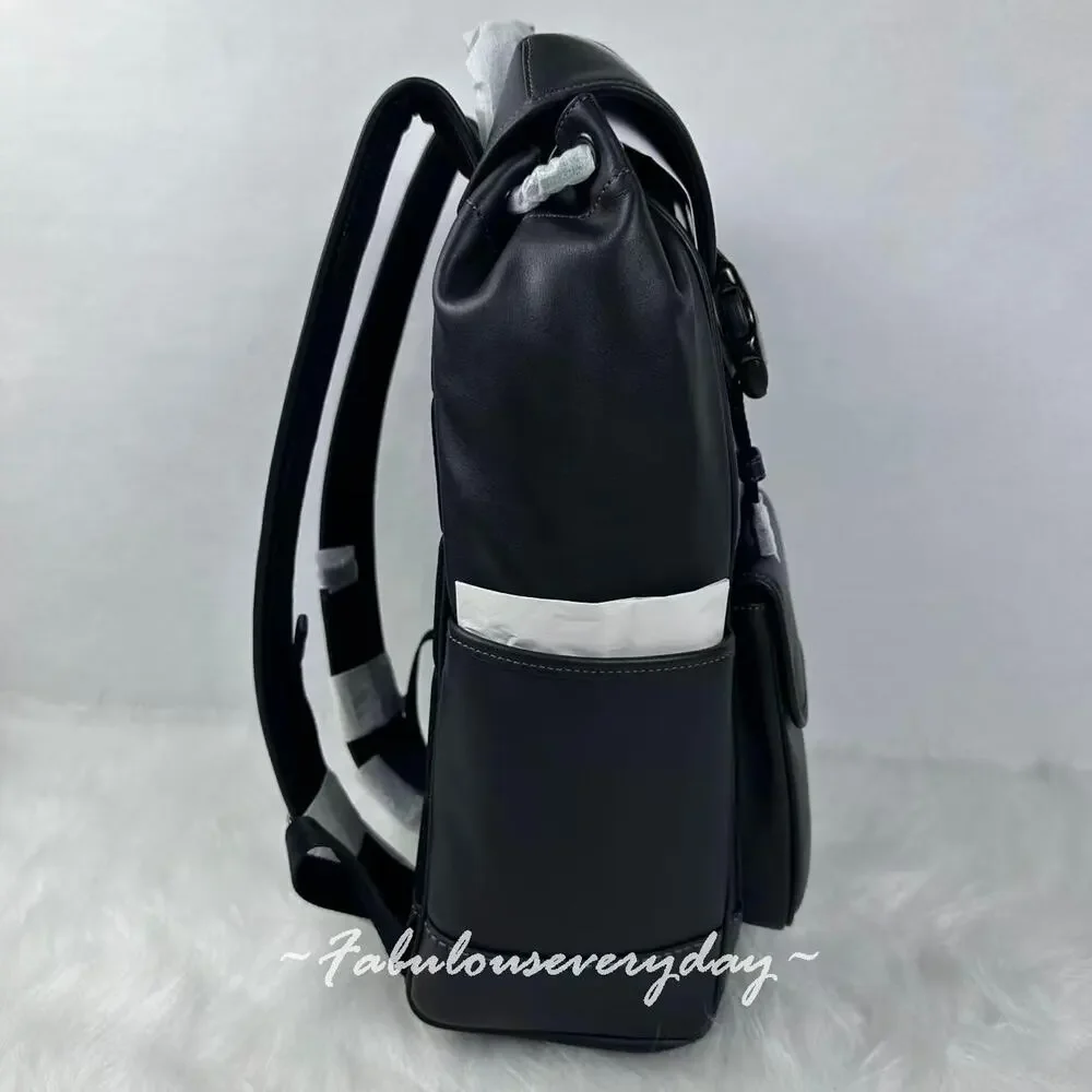 Coach Men's League Flap Backpack Laptop Bag Leather/Gunmetal/Leather CU072 NWT
